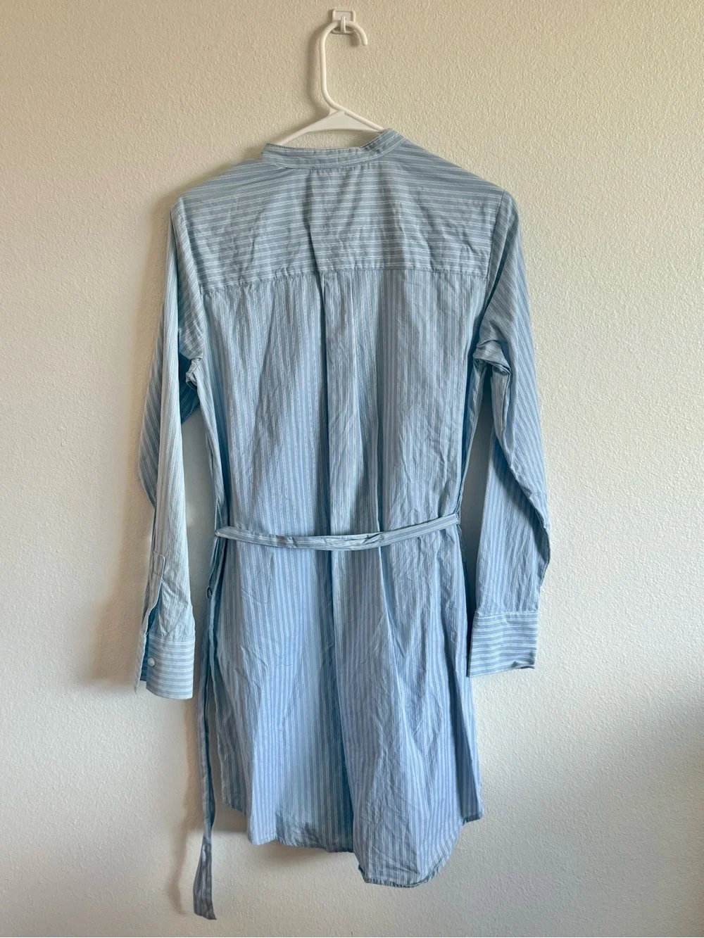 Michael Kors Light Blue Striped Long-Sleeve Shirt Dress